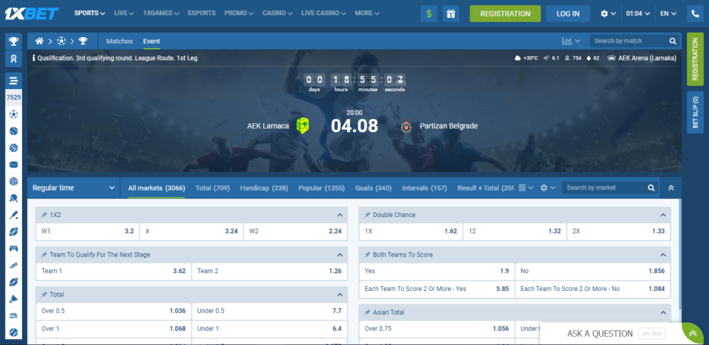 a screenshot of a sports betting